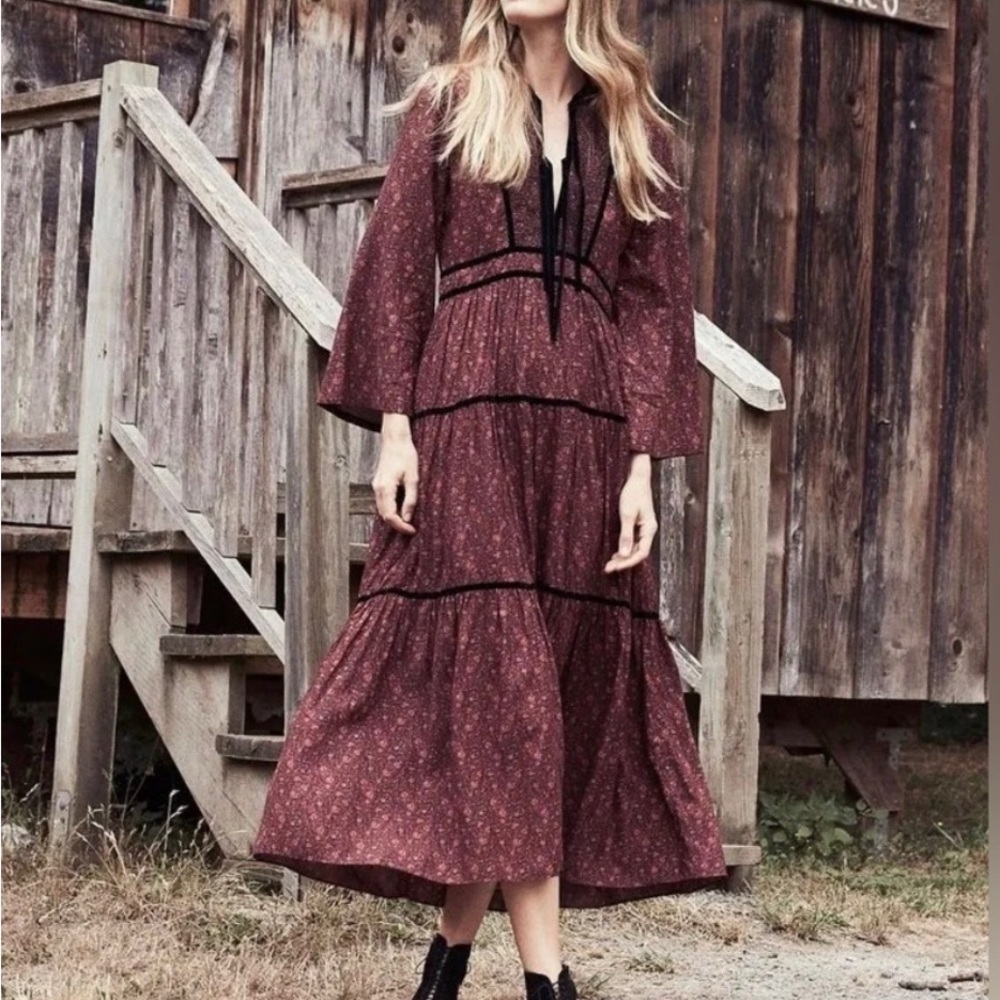 Doen Elix Dress Aubergine Paisley